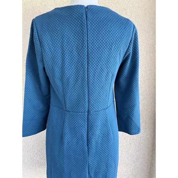 Boden Agnes Dress Womens 10 Blue Jacquard Textured Stretch Deep Pockets - Picture 9 of 10